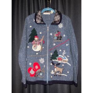 Ugly Christmas Sweater Cardigan Xmas Size Medium